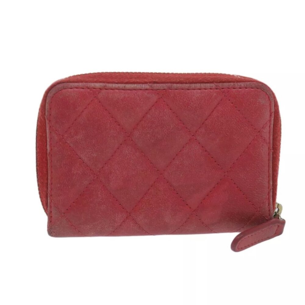 AUTHENTICITY GUARANTEED CHANEL Matelasse Coin Purse Lamb Skin Red CC - Picture 2 of 15